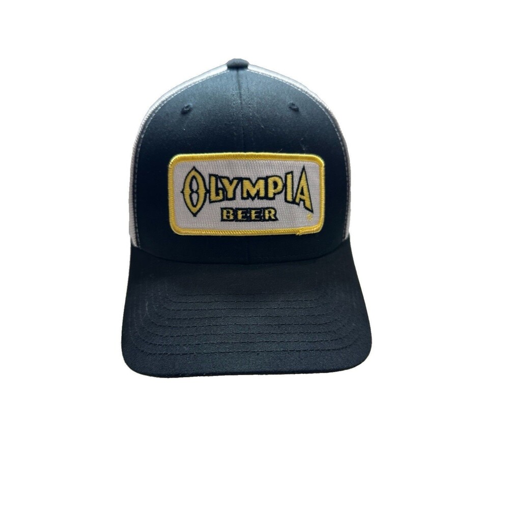 Olympia Beer Vintage Trucker Snapback Black White Mesh Back Hat Patch